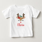 T-shirt Pour Bébé Jolie fille de rennes de Noël (Devant)