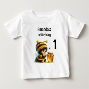 T-shirt Pour Bébé Jolie Fille en Costume d'Abeille avec Gâteau d'Ann