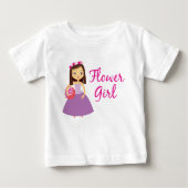 T-shirt Pour Bébé Jolie Fleur Brunette Avec Panier Fleur (Devant)