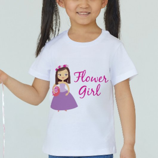T-shirt Pour Bébé Jolie Fleur Brunette Avec Panier Fleur