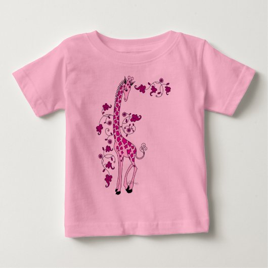 T-shirt Pour Bébé Jolie Giraffe Rose (Devant)