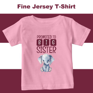 T-shirt Pour Bébé Jolie grande sœur éléphant rose