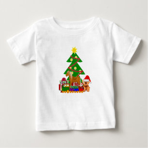 T-shirt Pour Bébé Jolie Noël présente sous l'arbre de Noël