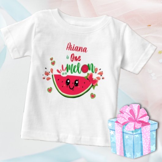 T-shirt Pour Bébé Jolie Pastèque Un Fruit Unique Fille 1er Anniversa