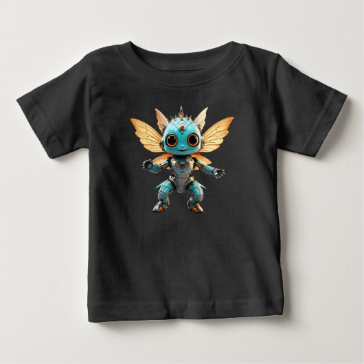 T-shirt Pour Bébé Jolie Pixie Robot Danseuse Turquoise (Devant)