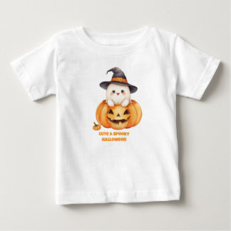 T-shirt Pour Bébé Jolie saison effrayante Halloween Fantôme Citrouil
