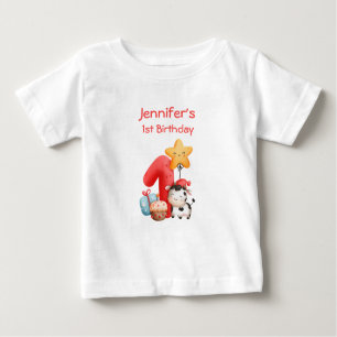 T-shirt Pour Bébé Jolie vache 1er anniversaire
