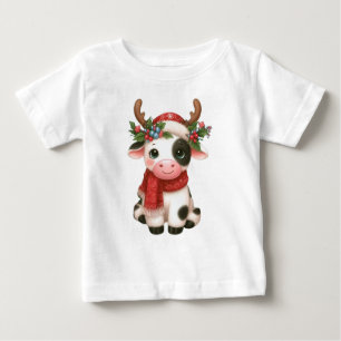 T-shirt Pour Bébé Jolie vache de Noël mignonne