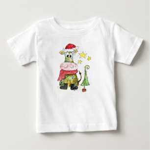 T-shirt Pour Bébé Jolie vache de Noël Whimsical