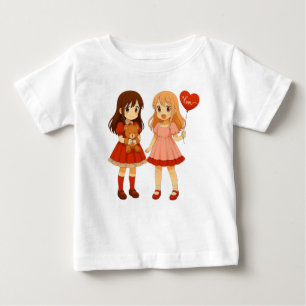 T-shirt Pour Bébé Jolies filles d'anime pour la Saint-Valentin