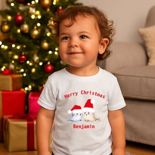 T-shirt Pour Bébé jolies noël abstraite aquarelle bébé phoques