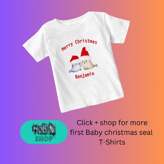 T-shirt Pour Bébé jolies noël abstraite aquarelle bébé phoques