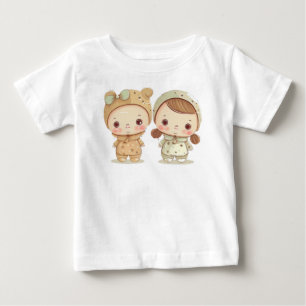 T-shirt Pour Bébé Jolis amis tout-petits vintage en aquarelle