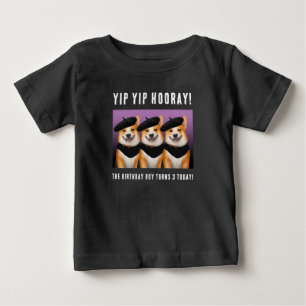 T-shirt Pour Bébé Jolis chiens Corgi chic Yip Yip Hourra Joyeux Anni