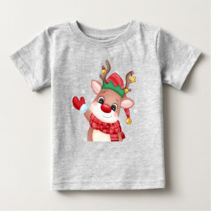 T-shirt Pour Bébé Jote Rudolph Le Nose Rouge Reindeer Noël