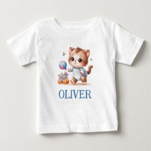 T-shirt Pour Bébé Jouer Cute Kitten Personnalisé (Devant)