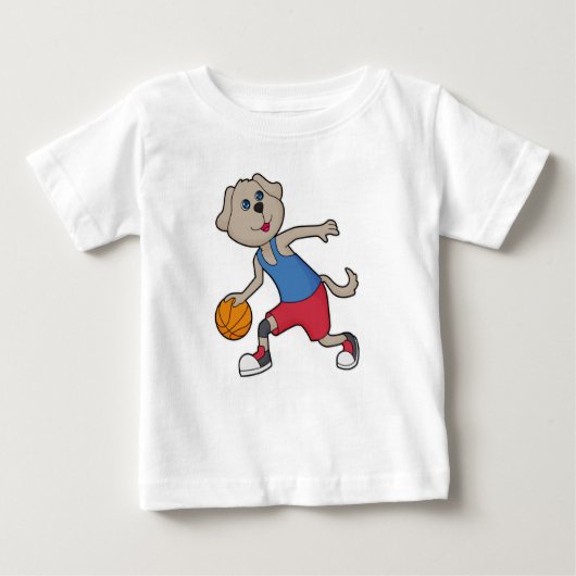 T-shirt Pour Bébé Joueur de basket-ball de chien (Devant)
