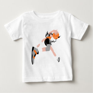 T-shirt Pour Bébé Joueur de basket-ball enflammé faisant un dunk