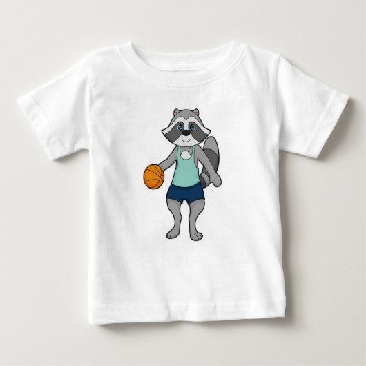 T-shirt Pour Bébé Joueur de basket-ball Racoon (Devant)