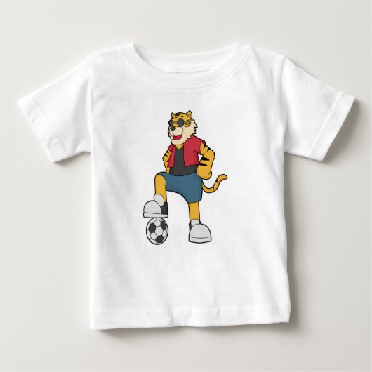 T-shirt Pour Bébé Joueur de football de Tiger (Devant)
