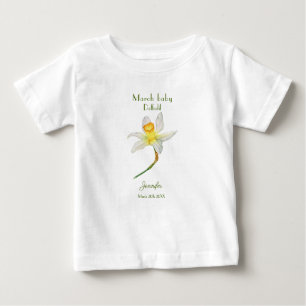 T-shirt Pour Bébé Jour d'anniversaire jonquille mois d'aquarelle mar