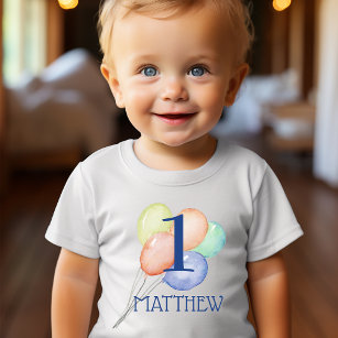 T-shirt Pour Bébé Jour du premier anniversaire du garçon avec nom et