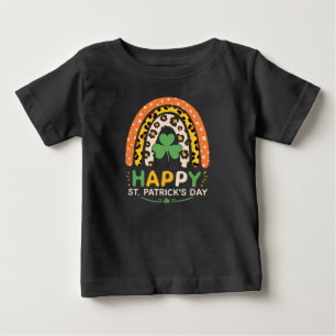 T-shirt Pour Bébé Joyeuse Fête de la Saint-Patrick Léopard Arc-en-Ci