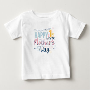 T-shirt Pour Bébé Joyeuse Fête des mères pour la première fois Maman