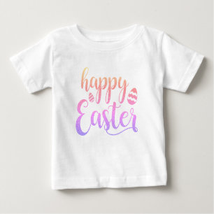 T-shirt Pour Bébé Joyeuse Typographie d'Oeuf de Pâques multicolores