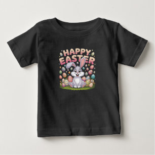 T-shirt Pour Bébé Joyeuses Pâques 2025 Œufs Lapin Mignon