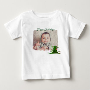 T-shirt Pour Bébé Joyeuses vacances bébé photo personnalisée chemise