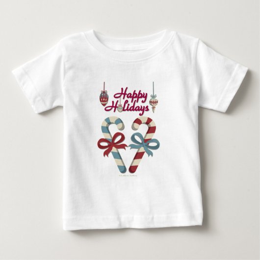 T-shirt Pour Bébé Joyeuses vacances Sucre de canne coeur (Devant)