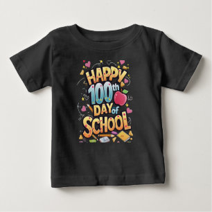 T-shirt Pour Bébé Joyeux 100 jours d'enseignant scolaire