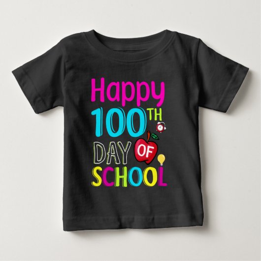 T-shirt Pour Bébé Joyeux-100e-jour-d'école (Devant)