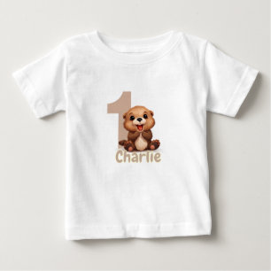 T-shirt Pour Bébé Joyeux 1er anniversaire à la loutre !