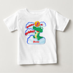 T-shirt Pour Bébé Joyeux 1er Anniversaire Alligator Balloon