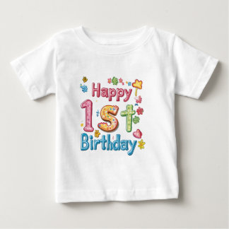 T-shirt Pour Bébé Joyeux 1er Anniversaire – Célébration Colorée d'An