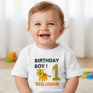 T-shirt Pour Bébé Joyeux 1er anniversaire de Tigre Mignon