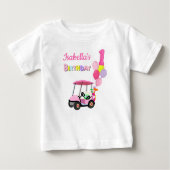 T-shirt Pour Bébé Joyeux 1er Anniversaire Fille Rose Points Golf Fém (Devant)