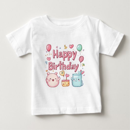 T-shirt Pour Bébé Joyeux 1er Anniversaire - Jolie conception d'Anniv (Devant)