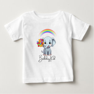 T-shirt Pour Bébé Joyeux Anniversaire Cartoon Elephant Thème