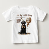 T-shirt Pour Bébé Joyeux Anniversaire Célébré Labradoodle Noir Perso (Devant)