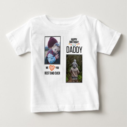 T-SHIRT POUR BÉBÉ JOYEUX ANNIVERSAIRE DADDY VÊTEMENTS BÉBÉ PHOTO PER (Devant)