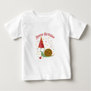 T-shirt Pour Bébé Joyeux anniversaire ! Escargot Confetti