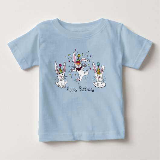T-shirt Pour Bébé Joyeux Anniversaire Lapin lapin Enfants (Devant)