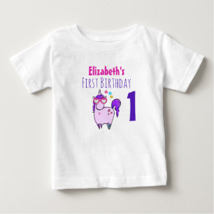 T-shirt Pour Bébé Joyeux Anniversaire Licorne Mignonne avec Lunettes