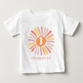 T-shirt Pour Bébé Joyeux Anniversaire Personnalisé 1 an de Soleil Co (Devant)