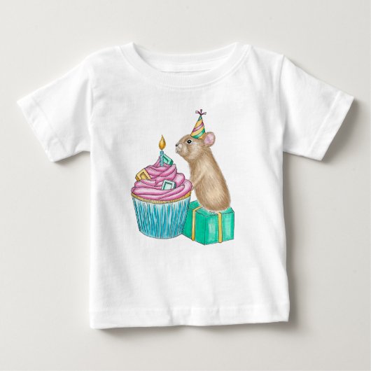 T-shirt Pour Bébé Joyeux anniversaire Pika Cupcake (Devant)