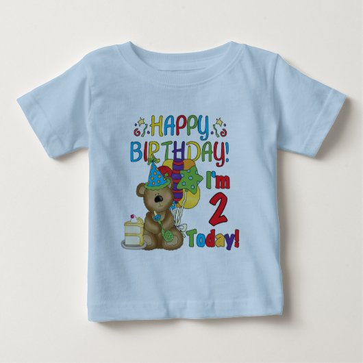 T-shirt Pour Bébé Joyeux anniversaire Teddy Bear 2e anniversaire (Devant)