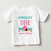 T-shirt Pour Bébé Joyeux Camper rose moderne thème 1er anniversaire (Devant)